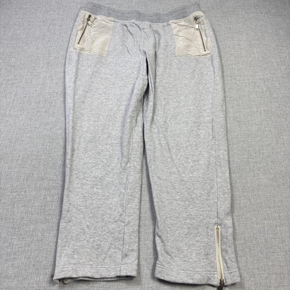 ST. JOHN Sweatpants Joggers Womens Large Gray Ankle Zip Pockets Elastic Waist
